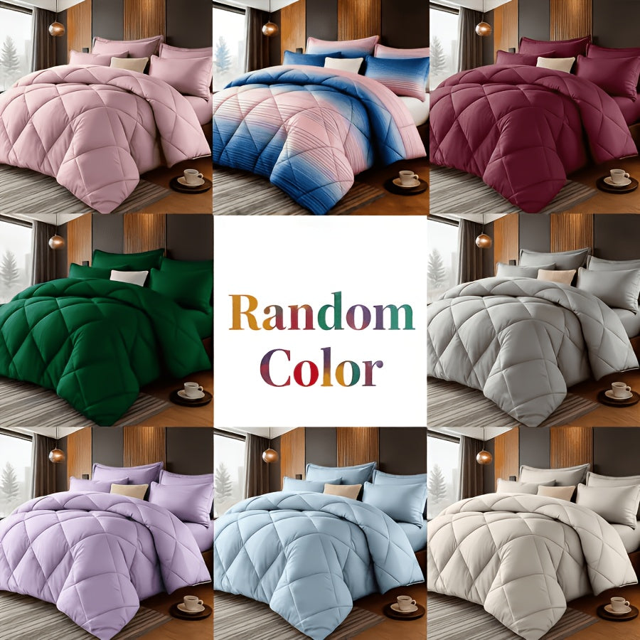2/3pcs Solid Color Diamond Pattern Large And Extra-Large Bed Set Soft Comfortable And Lightweight Fabric Breathable Quilt Easy to Care Equipped with Quilts And Pillowcases Luxurious Quality And Ideal Gift, Random Color