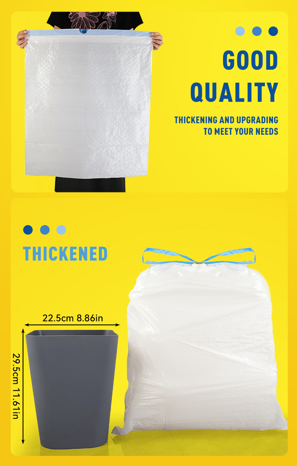 Boxed Disposable Non Tear Garbage Bag 150/78 Pieces 3 Rolls Puncture Tear Resistant Trash Bags, 13 Gallon Capacity, ODOR ELIMINATORTECHNOLOGY Kitchen Drawstring Garbage Bags Fresh Clean Scent With Lemon Mint Scent, 150/78 Count EASY TO USEDRAWSTRINGS MORE