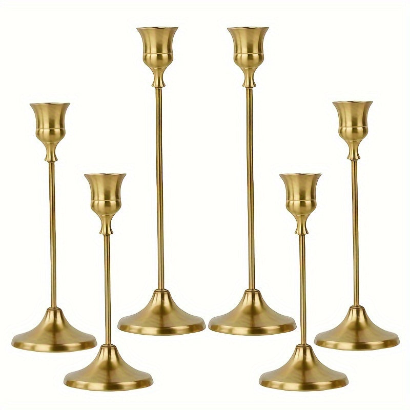 12pcs/6pcs Metal Bell Candlestick, Christmas, Halloween Table Decoration, Candlelight Dinner Photo Props, Anniversary Wedding Decoration, Home Hotel Decoration, Birthday Gift, Suitable for Table Center Decoration, Wedding, Catering, Party (Without Candle)
