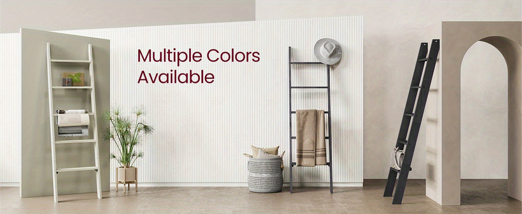 5-Tier Blanket Ladder Decorative Farmhouse for The Living Room, Maroon Brown Ladder Rack for Storage and Decor, Ladder Shelf, Towel Racks