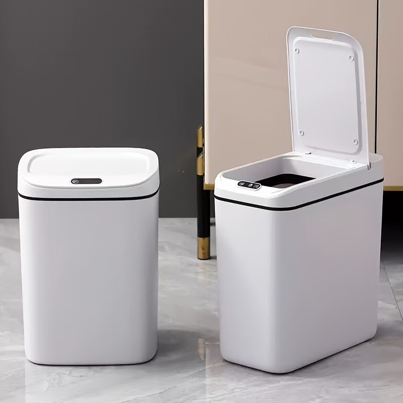 1pc Bathroom Motion-Sensing Smart Trash Can, Smart Trash Can, Lidded Touchless Trash Can, Minimalist Style, Suitable For Home, Kitchen, Office, Bathroom, Outdoor Use, Kitchen Waste Solution