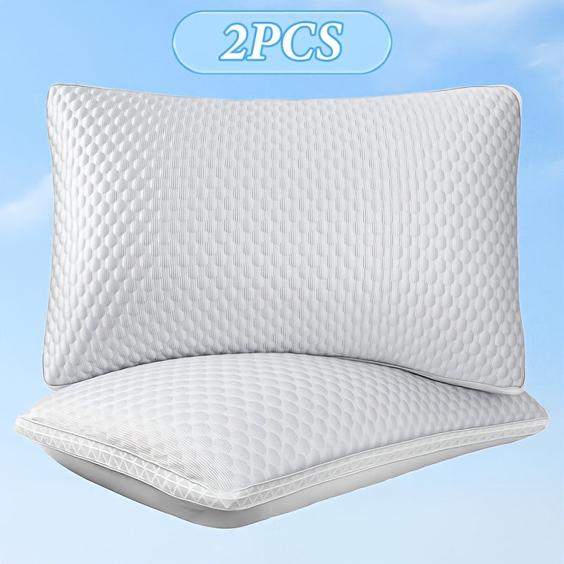 2pcs Neck Support Pillow for Side, Back & Stomach Sleepers - Ergonomic Contour Pillow for Adults, Decorative Throw Pillows for Bed Couch, All-Season Comfort for Bedroom Dorm Home Office