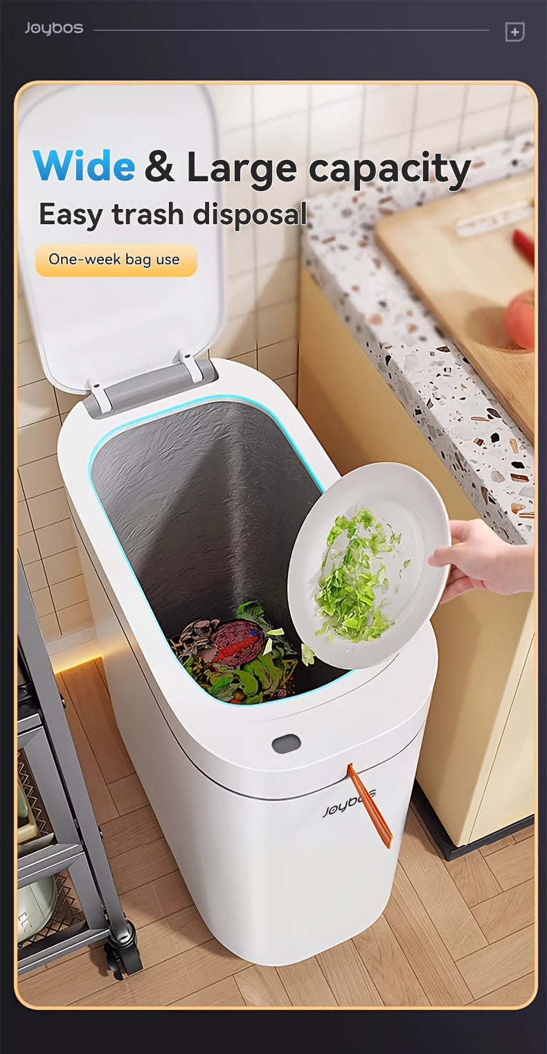 1pc/2pcs/3pcs Self-Emptying Trash Can with Drawstring Bags, Hands-Free Pull-Out Design, 3.8-Gallon Capacity – Ideal for Home, Bathroom, Kitchen, Bedroom & Dorm Room Decor and Accessories
