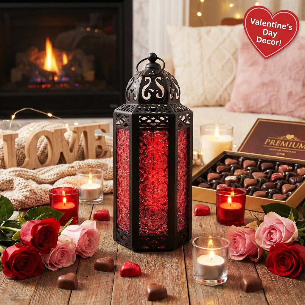 Decorative Moroccan Candle Lantern Holder, Medium, 10.5" Tall