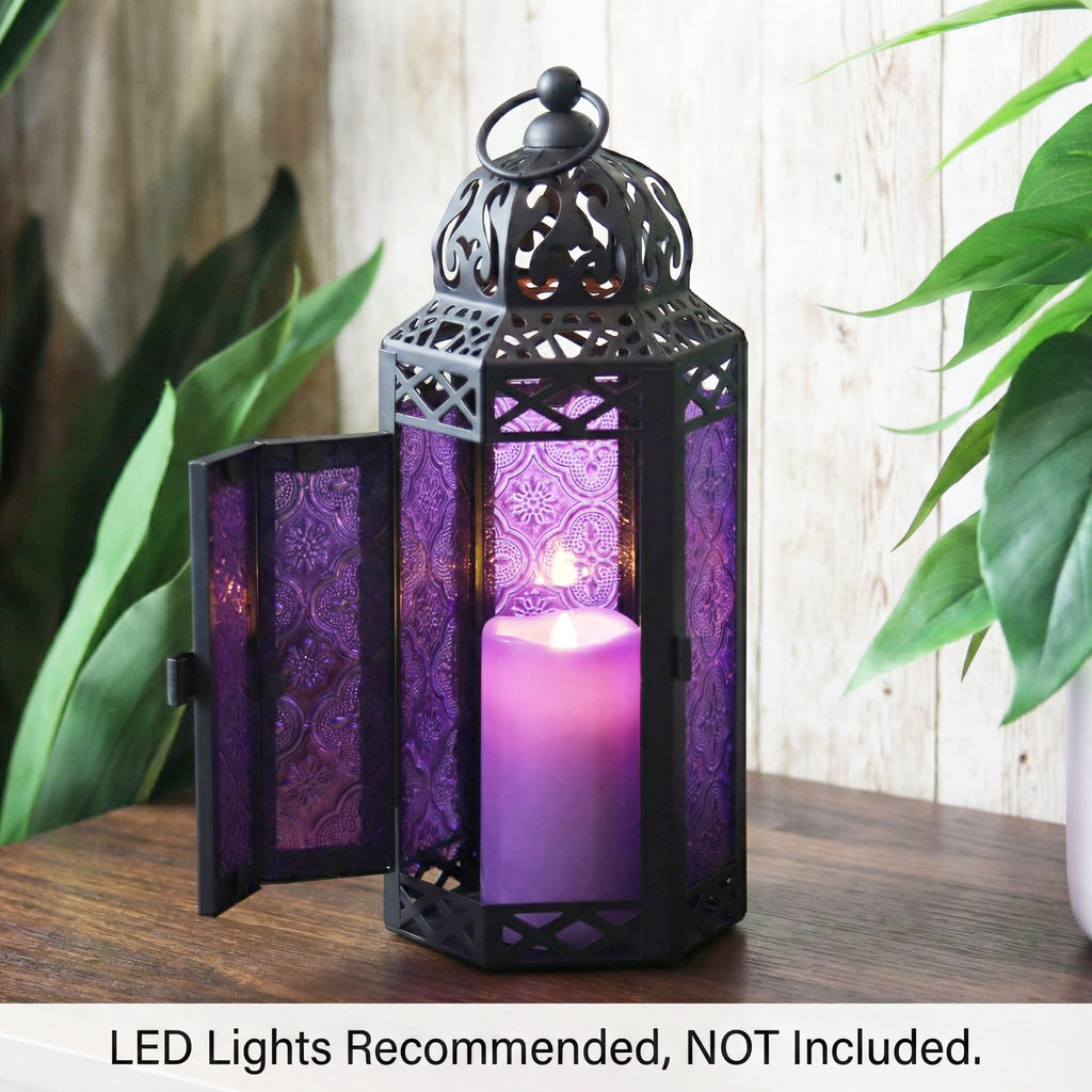 Decorative Moroccan Candle Lantern Holder, Medium, 10.5" Tall