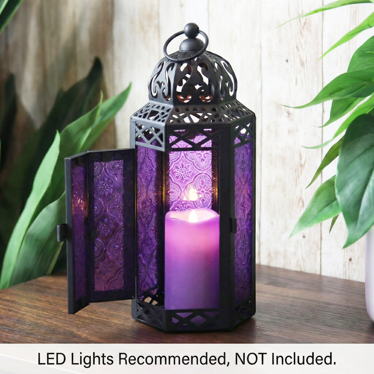 Decorative Moroccan Candle Lantern Holder, Medium, 10.5" Tall