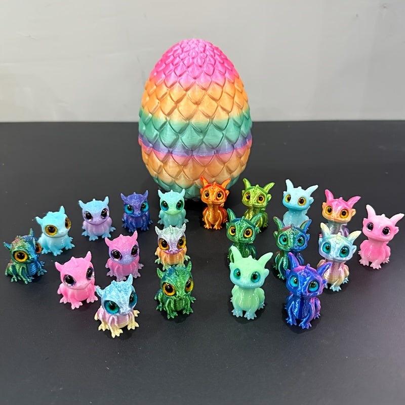 The 20pcs 3D Printed Dragon And Dragon Egg Multi-color Gradient Laser Desktop Decoration Is The Perfect Gift for Friends And Family. It Is Very Suitable for Party And Outdoor And In-car Display Statue Ornaments