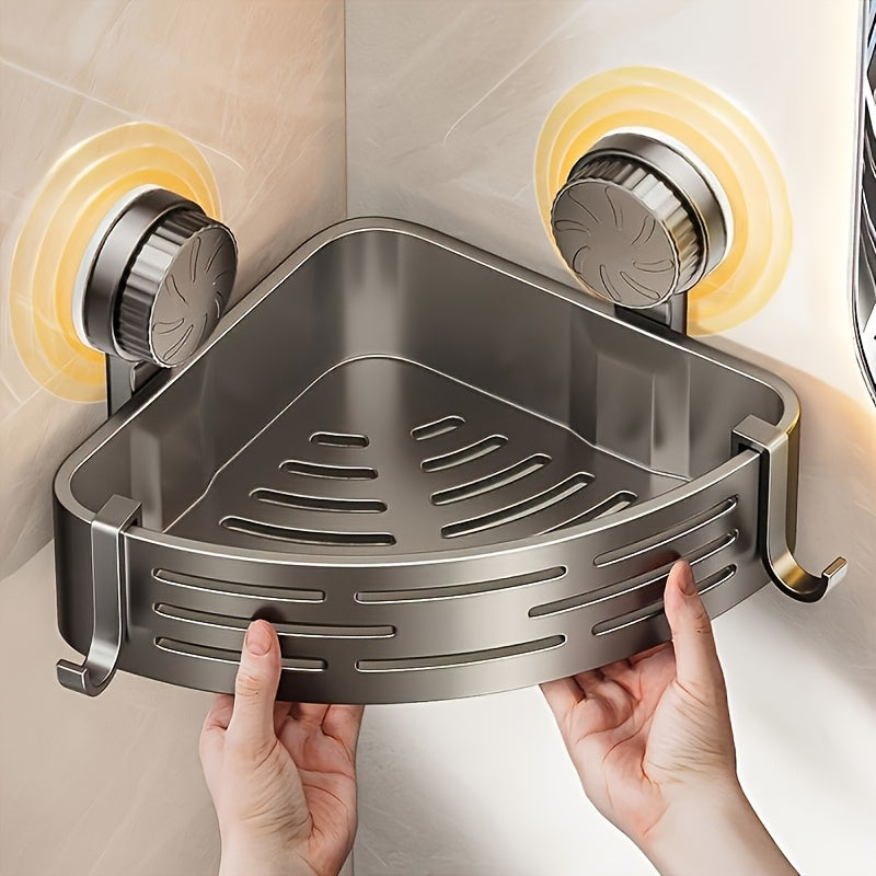 Space-saving suction cup bathroom rack - no drilling required, strong triangular rack with hooks, suitable for shower and toilet walls/ tiles, multi-purpose storage organizer, 4pcs, available in season