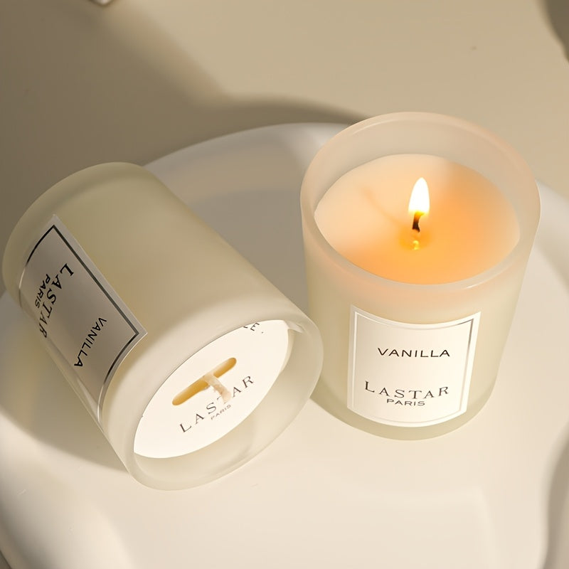 LASTAR Paris Vanilla Scented Candle - Elegant Round Soy Wax Jar with Glitter Accents, Perfect for Home, Hotel, Wedding Decor | Ideal Gift for Christmas, Halloween, Valentine's Day, Mother's Day, Net Content 70g