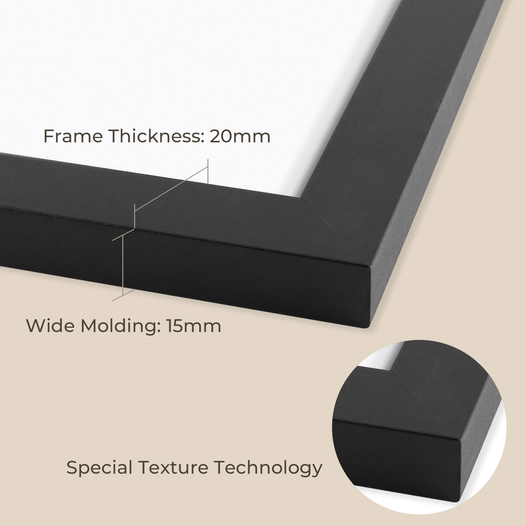 3 Pack 6x8/8x10/9x12/11x14/16x20 Picture Frames Set with Mat or without Mat, Engineered Wood Photo Frames with Plexiglass, for Wall or Tabletop Display - Gallery Wall Frames, Office Home Decor,Poster Frames