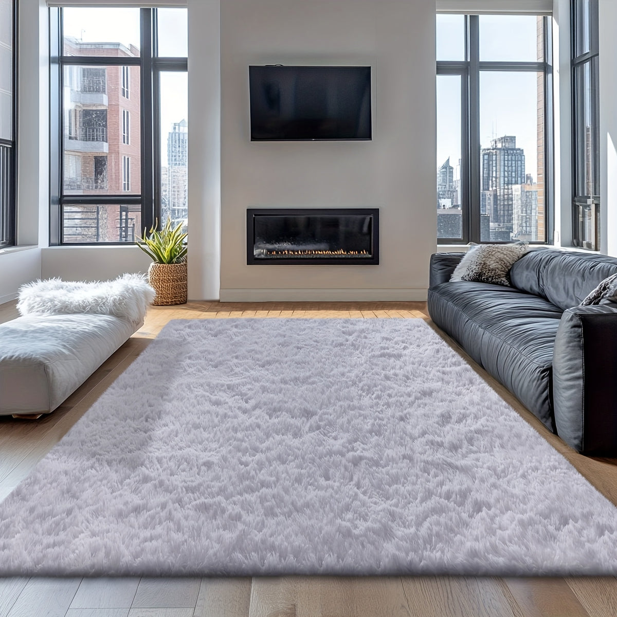 Rugs for Living Room, Super Soft Fluffy Shaggy Area Rugs for Bedroom, Cozy Floor Mats, Plush Indoor Carpet for Kitchen, Faux Rug for Room, Home Decor, Housewarming Gift, Door Mat
