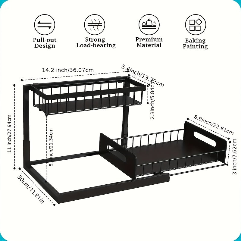 1/2pcs Kitchen Organizers And Storage, Kitchen Accessories, Utility Racks, Under Sink Organizer, Pull Out Cabinet Organizer, 2 Tier Slide Out Sink Shelf, Cabinet Storage Shelves, Under Sink Storage for Kitchen Bathroom Cabinet, Local Warehouse