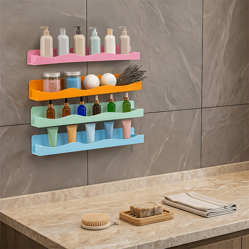 2/4pcs Iridescent Acrylic Floating Shelves - Colorful Wall Mounted Storage Rack for Nail Polish, Cosmetics, Sundries - Perfect for Home, Room, Office, Bathroom, for nail Shop Decor with Art Deco Style. Independence Day/Graduation Gift