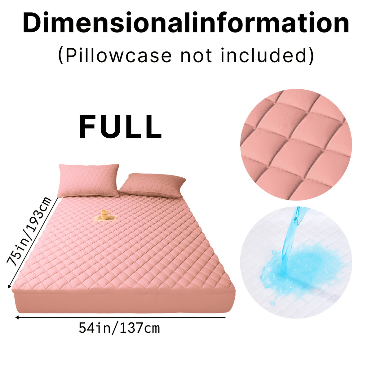 1pc Luxury Waterproof Mattress Protector with Side Storage Pocket, Diamond Quilted Deep Pocket Mattress Cover Including Random Color, Breathable Cooling Mattress Pad, Soft Noiseless Bed Protector for Twin Full Queen King