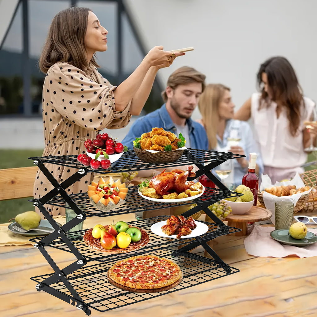Foldable Cooling Rack, 3/4/5pcs Foldable Cooling Racks Free Baking Tool Set - Stackable Oven Cookie Cake Drying Rack. Used for Camping, Kitchen Storage And Holiday Baking Gifts (Including Silicone Shovels, Egg Beaters, Pliers, Smear Brushes