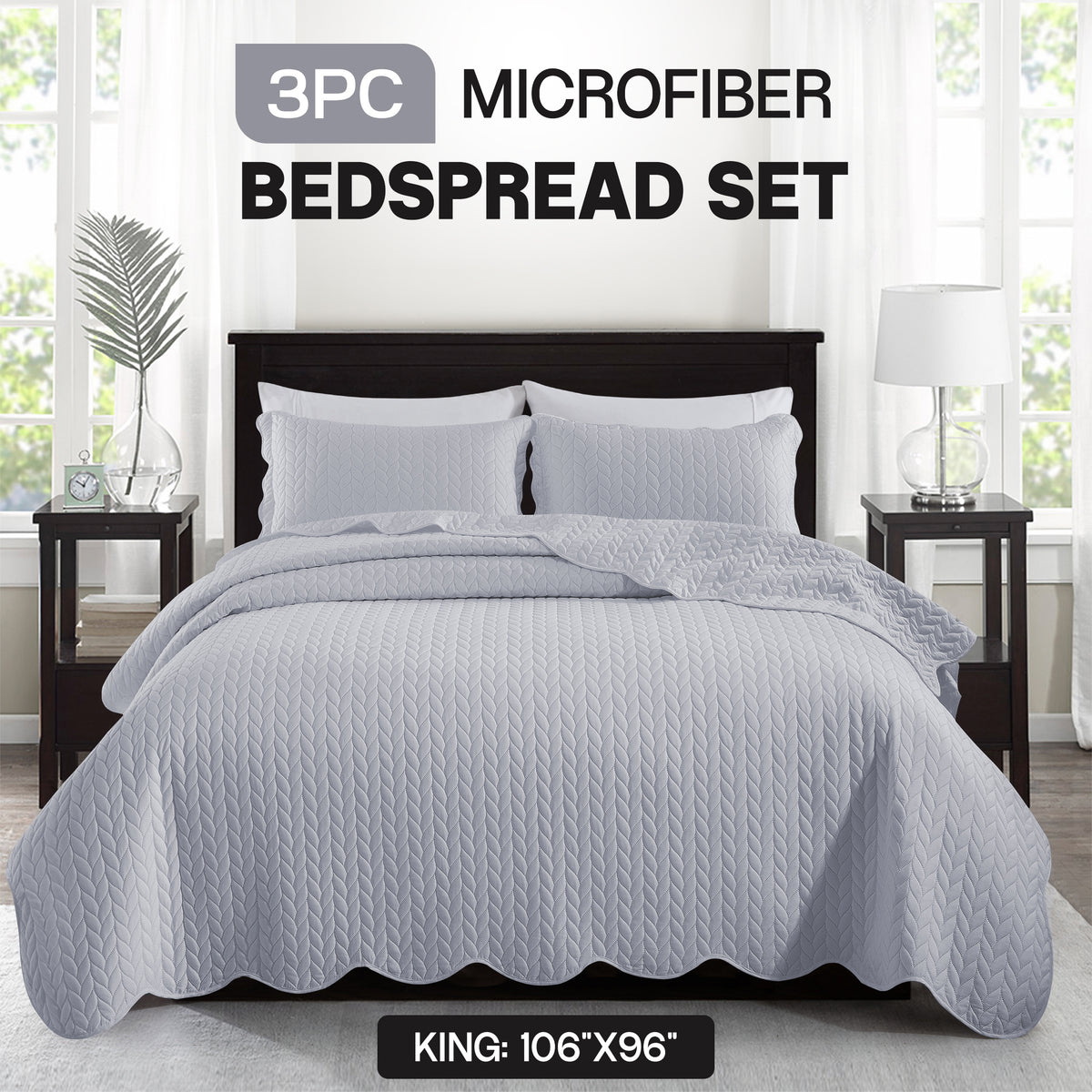 3pcs Bedspread Set Bedspreads with free Pillow Shams - Leaf Pattern Soft & Breathable Bedspread Lightweight Microfiber Bedspread - Modern Style Floral Pattern Coverlet For All Seasons - Christmas Gifts For Family And Friends (1 Bedspread, 1 Or 2 Pillow Sh