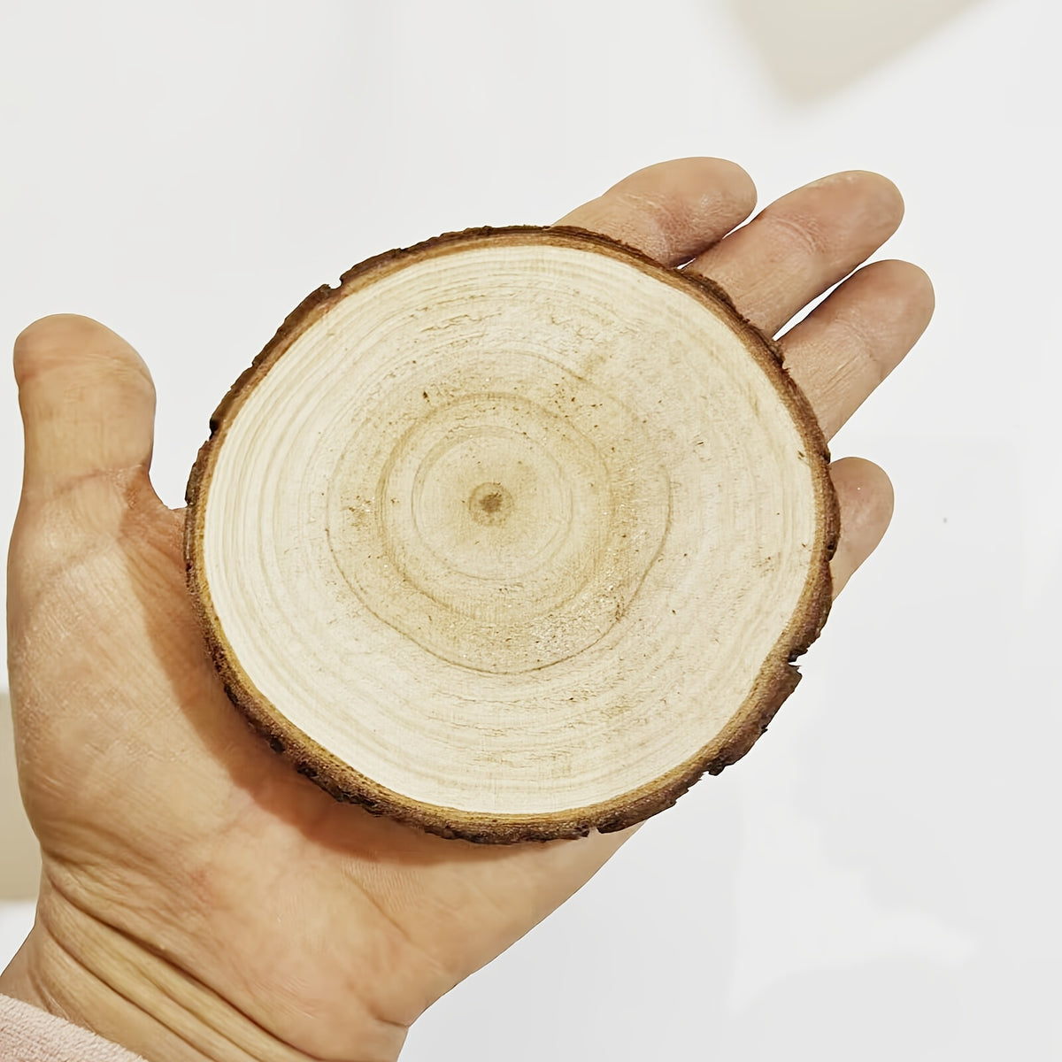 28pcs Wooden Coasters Natural Tree Bark Log Slices (2.7-3.5 Inches) | Unpolished Wood Slices Handicraft Art Supplies/ Christmas Decoration Materials/ Woodworking Tool Additions