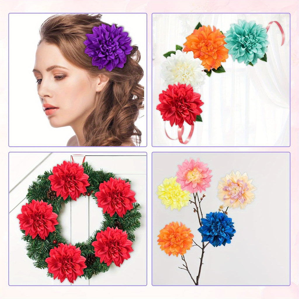 15pcs Bulk Realistic Large 3.5 Inch White Silk Dahlia Flowers Heads - Artificial Dahlia Bouquets for Wedding, Party,, DIY Crafts, Centerpieces - Faux Flower Heads for arrangements