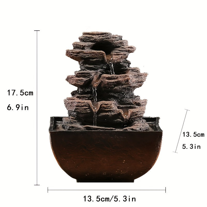 1pc Desktop Fountain, Meditation Waterfall, LED Illuminated Desktop Fountain, Vividly Simulating Rocks, Suitable For Home, Office, Bedroom Decoration, Living Room Decoration, Hotel Club Decoration, USB Powered Desktop Fountain