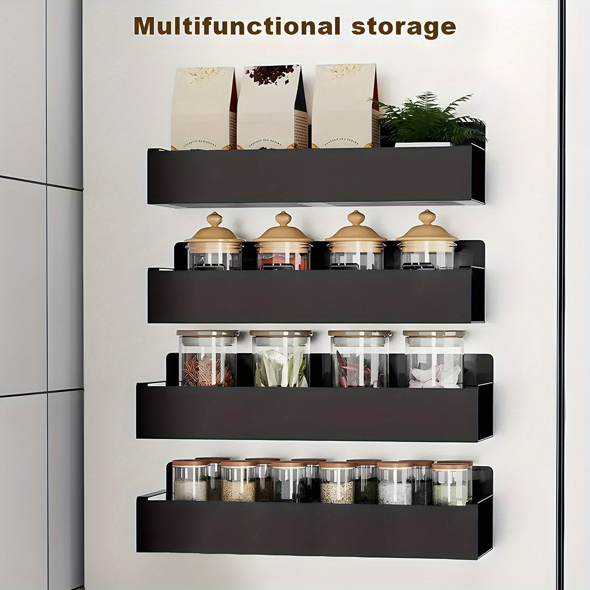 2/4pcs Magnetic Storage Box, Strong Magnetic Adsorption Non-perforated Installation Storage Rack, Kitchen Refrigerator, Coffee Machine, Washing Machine, Kitchen Spice Rack, Simple and Fashionable Household Goods.kitchen Organizers and Storage