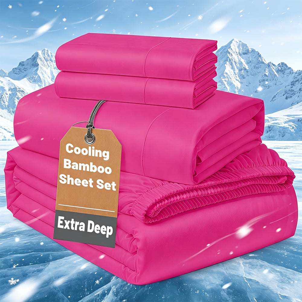 SASTTIE 2400TC Extra Deep Bamboo Cooling Bedding, Breathable & Cooling Hotel Luxury Bed Sheets Set For Child, Easy & Secure Fit - Soft, Wrinkle Free & Comfy Kids Sheet With 15" Deep Pocket, Ultra-Soft & Machine Washable Bedding, Kids Room Decor