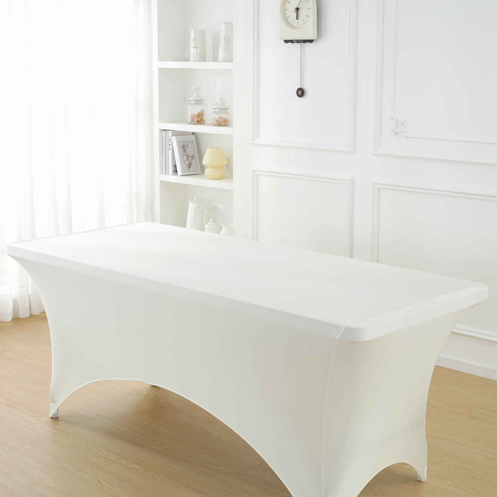 1pcs 4ft/6ft/8ft Spandex Tablecloth, Fitted tablecloth, Wrinkle Resistant Stretchable Rectangle Table Cover For Event, Wedding & Parties