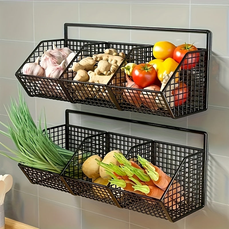 Sturdy Wire Storage Shelf, Wall-Mounted Kitchen Organizer to Save Space - Ideal for Garlic, Onions, And Vegetables - Perfect for Compact Areas to Keep Spices, Garlic, And Vegetables - Excellent for Home Organization