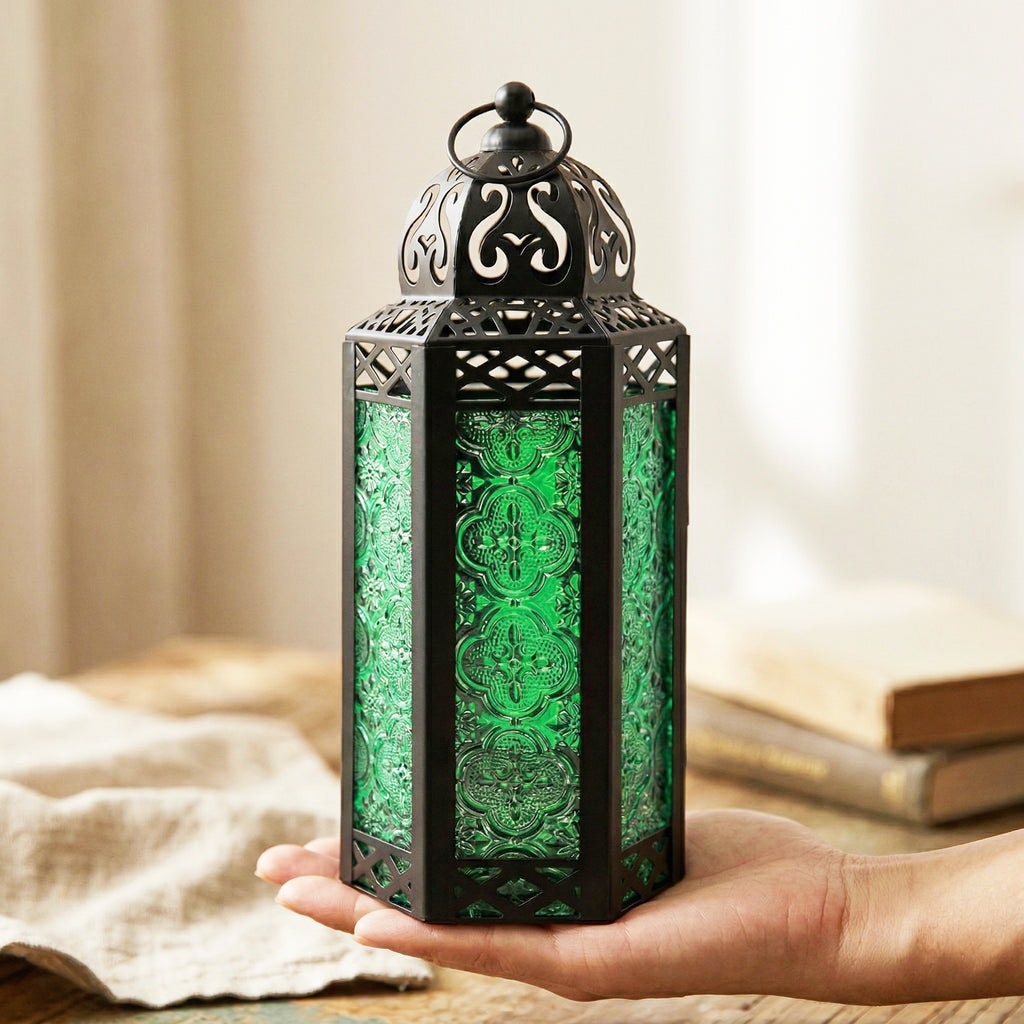 Decorative Moroccan Candle Lantern Holder, Medium, 10.5" Tall