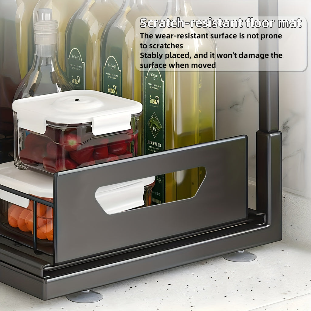 2-story Kitchen Sink Storage Containers, Push-pull Cabinet Organizer, Kitchen and Bathroom Organizers and Storage, Study, Tabletop, Metal Sliding Drawers, Practical and Convenient Kitchen Accessories Essentials, Kitchen Organizers and Storage