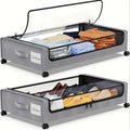 Under Bed Storage Organizers with Wheels, Clear Zippered Covers and Label Holders for Clothes, Shoes, Blankets and Bedding, Foldable Storage Options