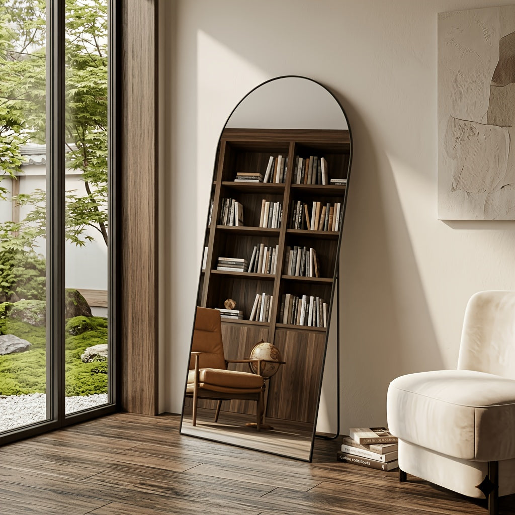 Full Length Floor Mirror, Shatterproof Tempered Glass & Metal Frame, Free Standing or Leaning Dressing Mirror, Circle Vanity Mirrors in Various Sizes Suitable for Home Decor, Bathroom Bedroom Living Room Entryway, Hanging or Leaning