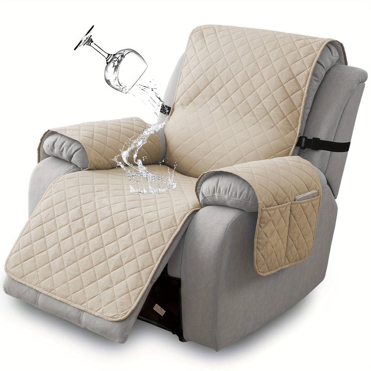 1pc 100% Non-Slip Recliner Chair Cover Sofa Slipcover, Pet Cover For Large Recliner With Elastic Straps, Washable Chair Seat Cover Recliner Chair Furniture Protector, Recliner Compatible, Valentine'S Day Home Decorations