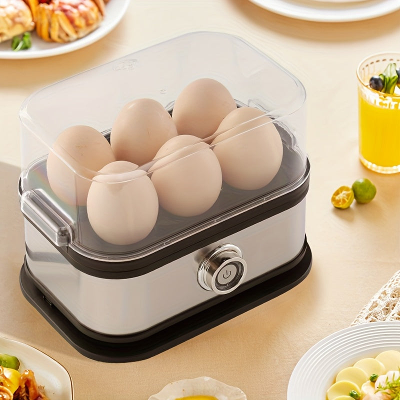 Quick Egg Cooker, 6 Egg Capacity Egg Cooker, Hard Boiled, Semi-cooked, Soft Boiled Egg Cooker, with Automatic Shut-off and Alarm Function, Stainless Steel Household Electric Egg Steamer(Black)