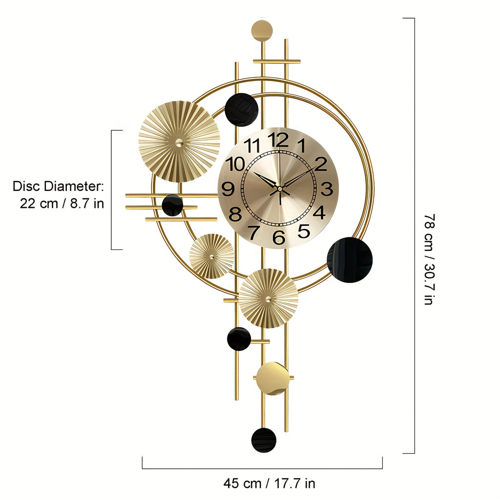 Metal Wall Clock Decorative 3D Metal Wall Art Clock for Living Room Bedroom Creative Modern big Wall Clock Decor with Silent No-Ticking 30.7 X 17.7 inch