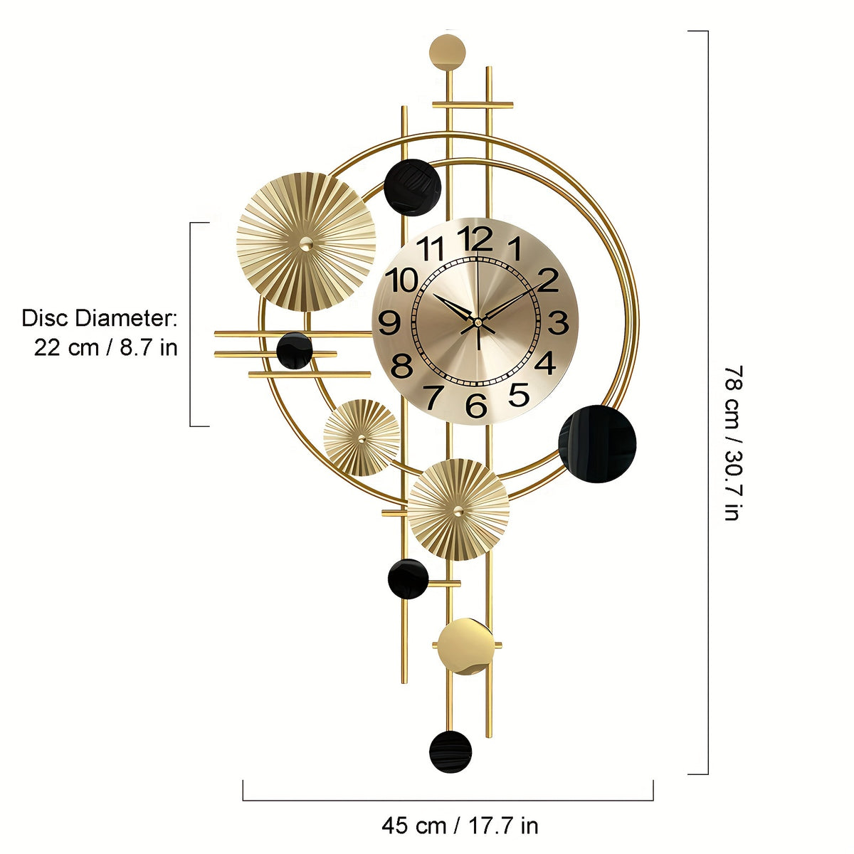 Metal Wall Clock Decorative 3D Metal Wall Art Clock for Living Room Bedroom Creative Modern big Wall Clock Decor with Silent No-Ticking 30.7 X 17.7 inch