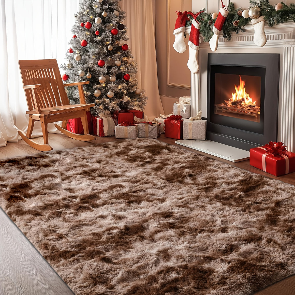 1pc Modern Style Solid Color Tie-dyed Area Rug Mat, Soundproof, Non-slip, Washable Soft And Lightweight, Suitable For Living Room, Bedroom, Can Be Used As A Graduation Season Valentine'S Day New Year Christmas Gift, Home Decoration Room Decoration.