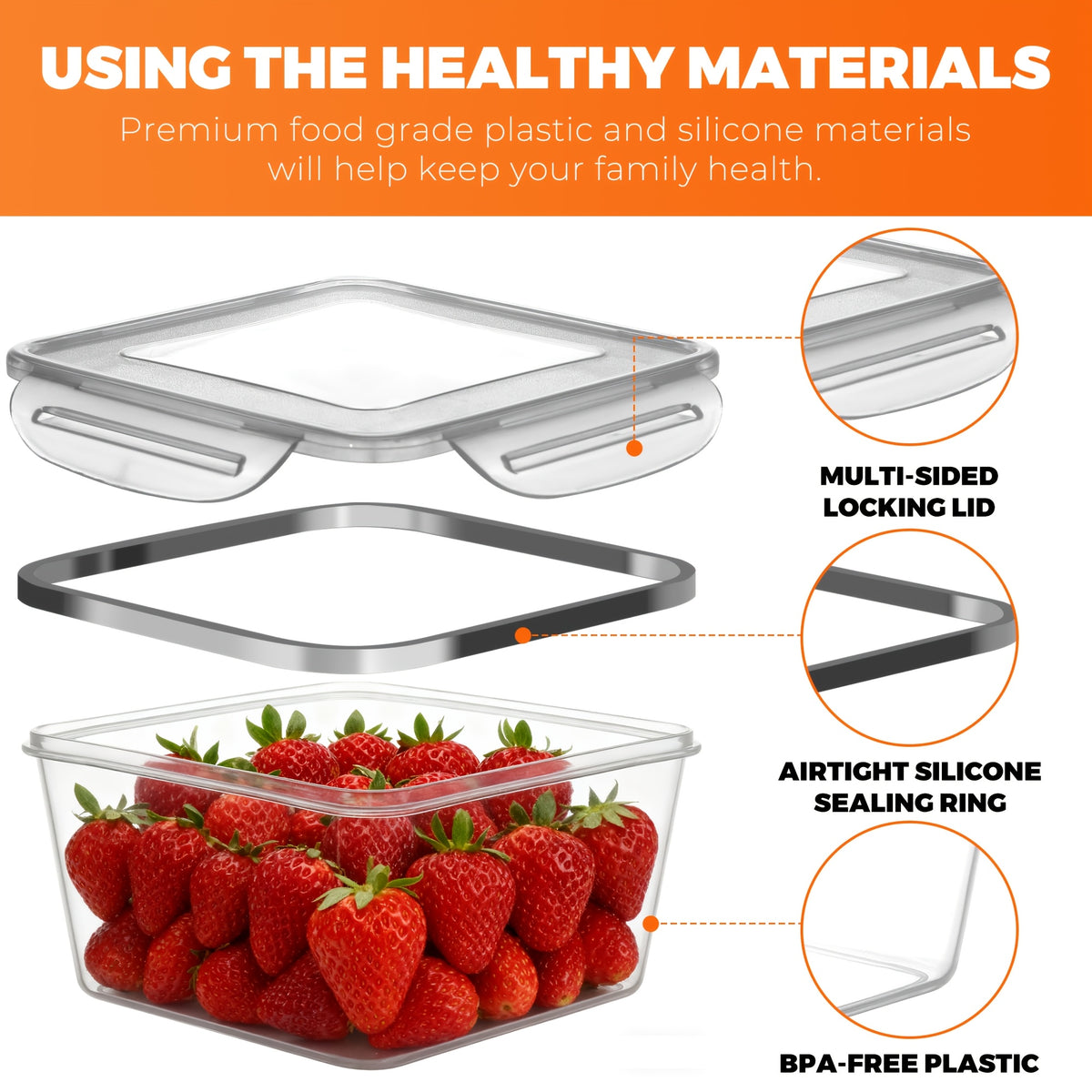24/48/50pcs Includes 12/24/25 Containers, 12/24/25 LidsDeluxe Food Storage Container Set, High Quality - Airtight Seal, BPA-Free, Easy-Snap Lids, Stackable, Microwave Safe -, Free Labels and Kitchen Storage Marker, Perfect for Travel and Outdoor