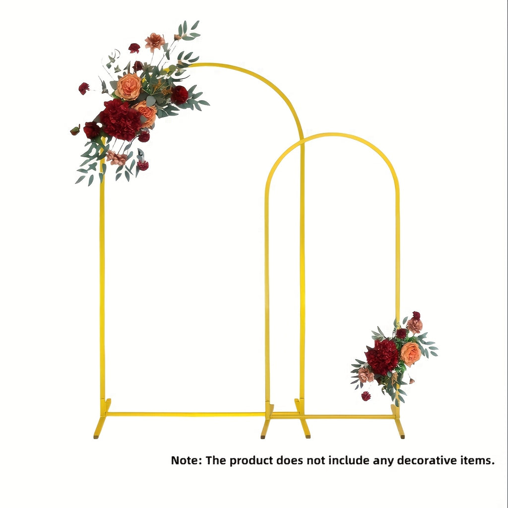 2pcs Heavy Duty Metal Wedding Arch Backdrop Set (7.2Ft And 6Ft) - Sturdy Frame with Golden Powder Coating, Easy to Assemble Balloon Flower Arch for Weddings, Birthdays, Eid And Ramadan Decorations - Indoor/Outdoor Party Decor, Halloween, Christmas