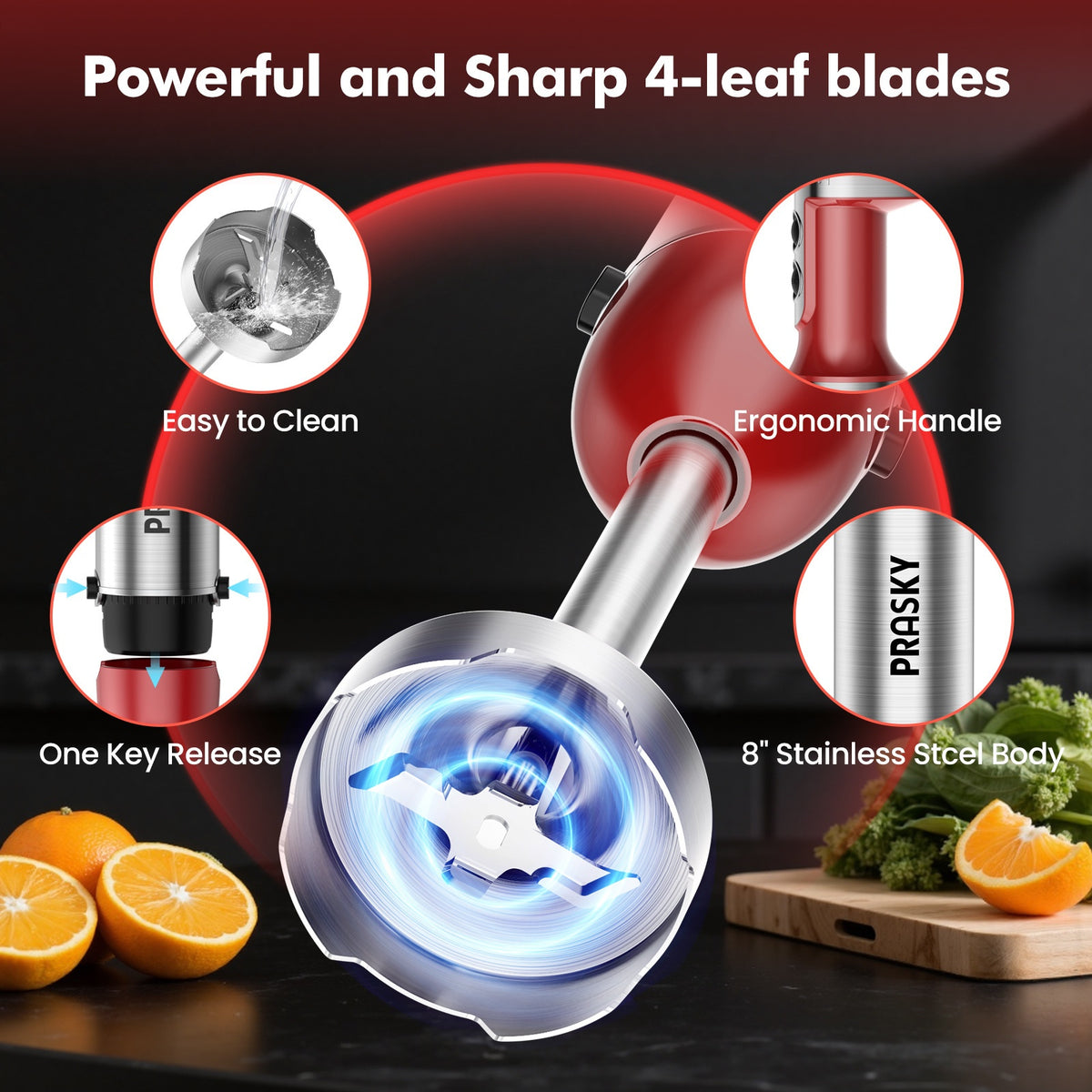 5-in-1 Handheld Mixer, With Attachments - Whisk, Measuring Cups, Heavy Duty Motor, Meat Chopper, Kitchen Must Haves, Immersion Blender