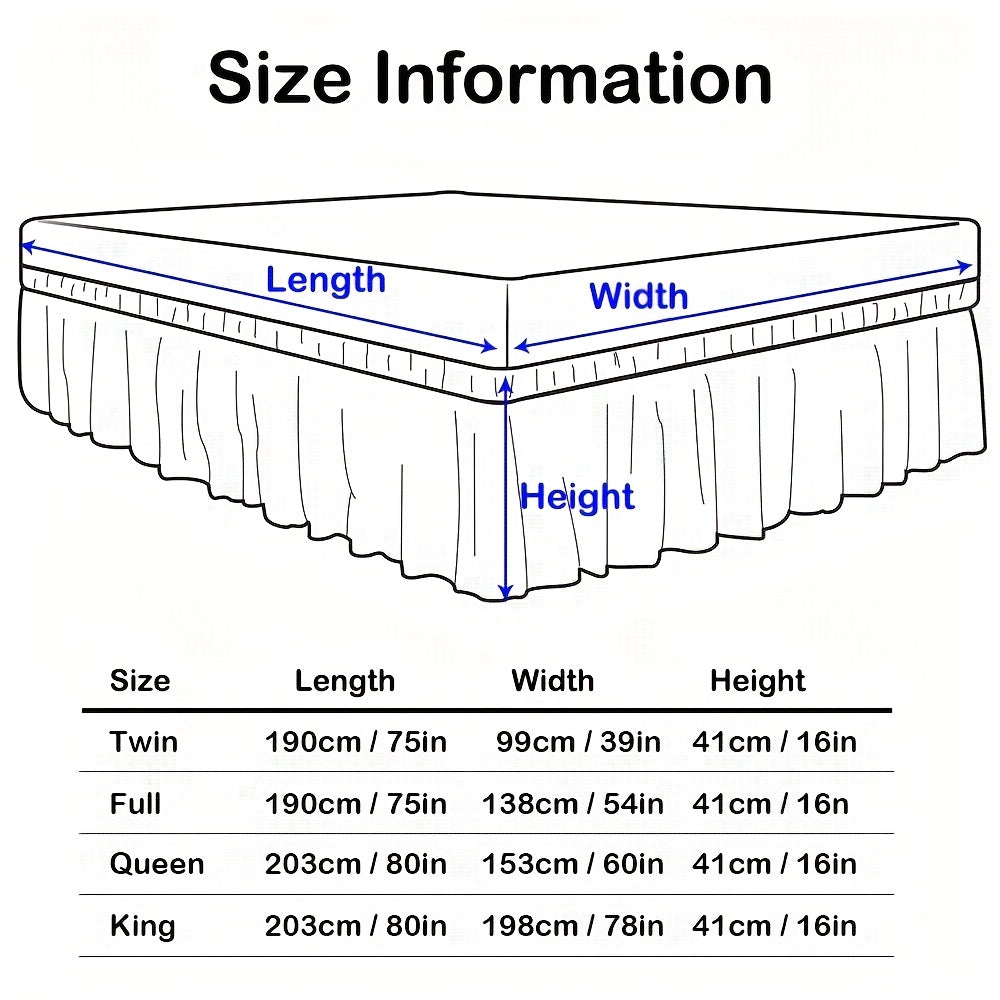 Double Ruffle Bed Skirt 16 Inch Drop, Elastic Wrap Around Bed Skirts For Twin Full Queen King Size Bed, Easy To Install Dust Ruffle, Machine Washable Soft Fabric, Multi Ruffle Bedskirt For Bedroom Bedding Home Decor