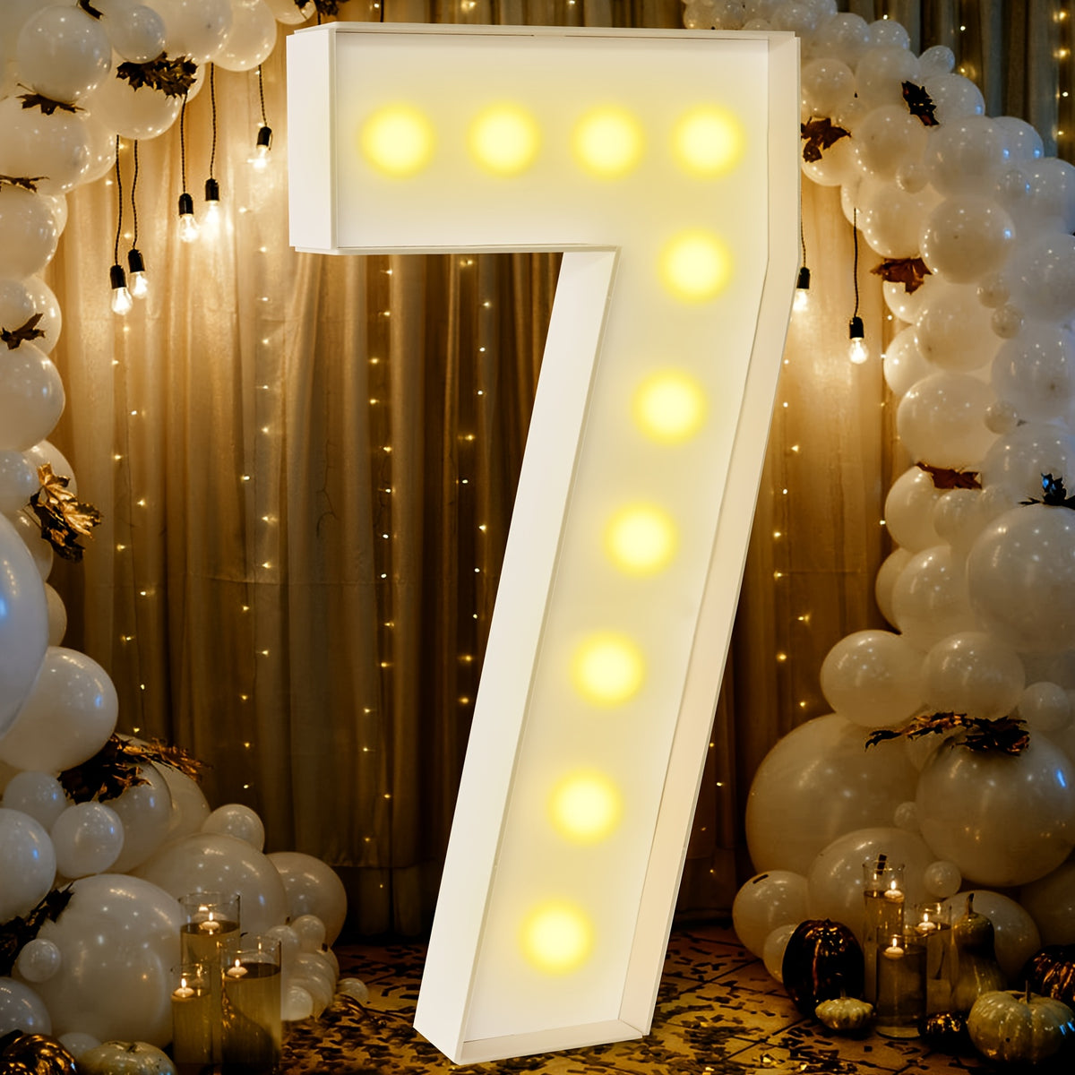 3ft Marquee Numbers 0-9 with Mosaic Frame, Decorative Light-Up Numbers with White Foam Cardboard, Lighted Holiday Displays Mosaic Number for Balloons Number Wedding Birthday Anniversary Party Decor,halloween/christmas decor