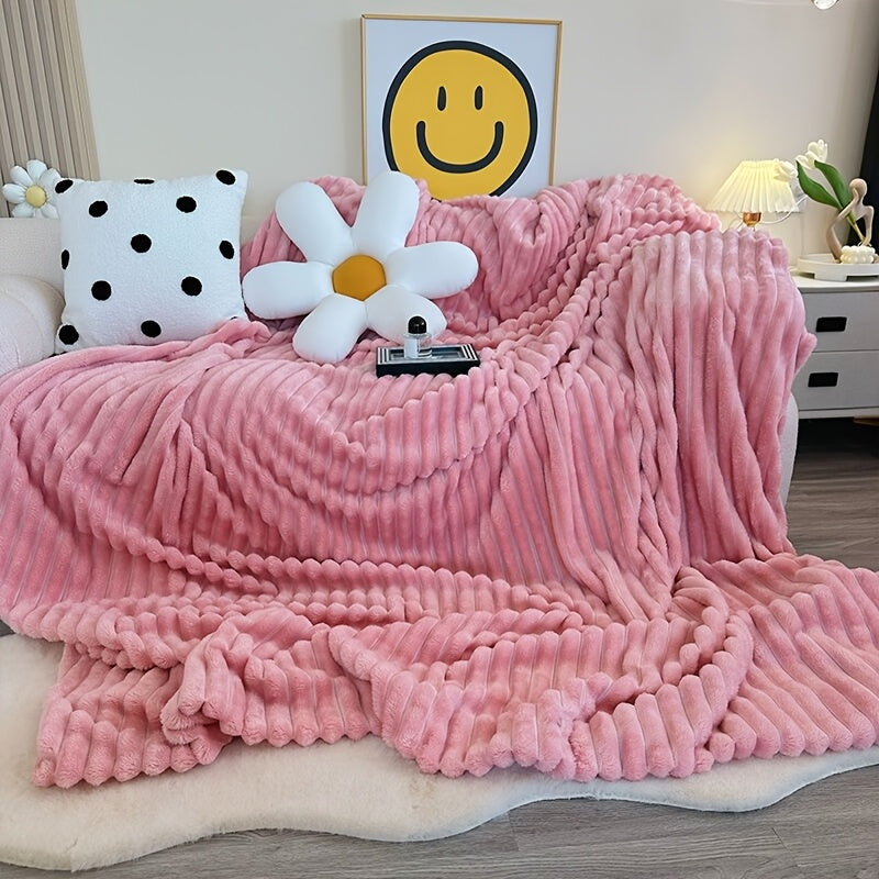 Ultra-Soft Thick Fleece Blanket | Multi-Color, 3D Faux Rabbit Fur, Double-Sided, Ideal for All Seasons, Home, Office, Travel, Camping, Gift for All Occasions