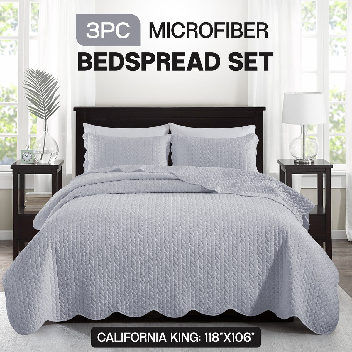 3pcs Bedspread Set Bedspreads with free Pillow Shams - Leaf Pattern Soft & Breathable Bedspread Lightweight Microfiber Bedspread - Modern Style Floral Pattern Coverlet For All Seasons - Christmas Gifts For Family And Friends (1 Bedspread, 1 Or 2 Pillow Sh