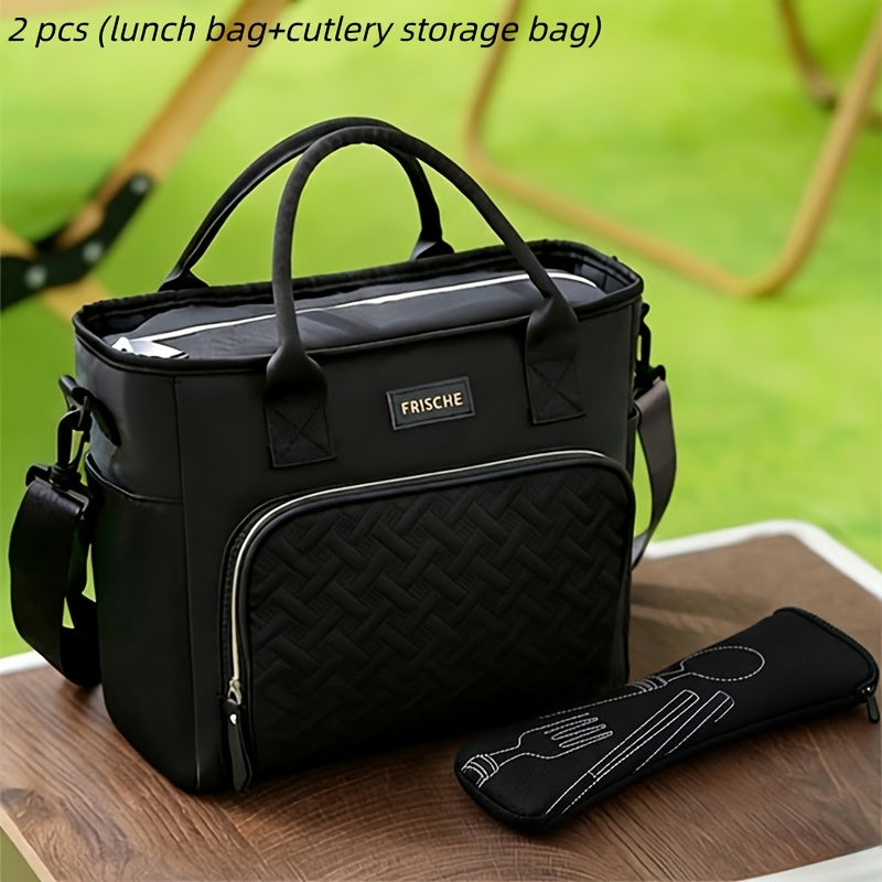 Extra Large 2.91gal Insulated Lunch Bag, Portable Thermal Tote with Adjustable Shoulder Strap and Handle, Cold & Hot Food Carrier, Beach Cooler Bag for Outdoor Use, Keeps Meals Fresh and Delicious, Non-Food Contact