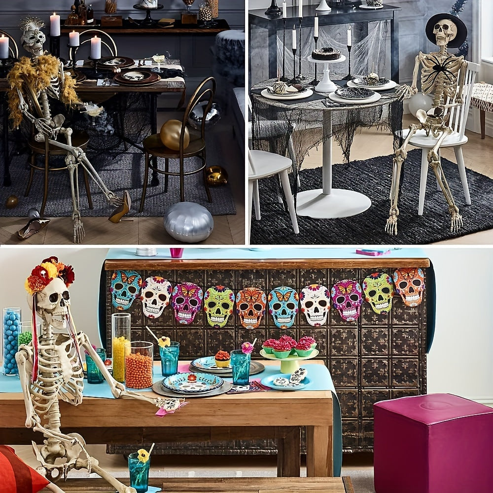 5.4Ft Adjustable Life-Size Human Adult Skeleton Plastic Human Bones with Movable Joints for Halloween Decoration