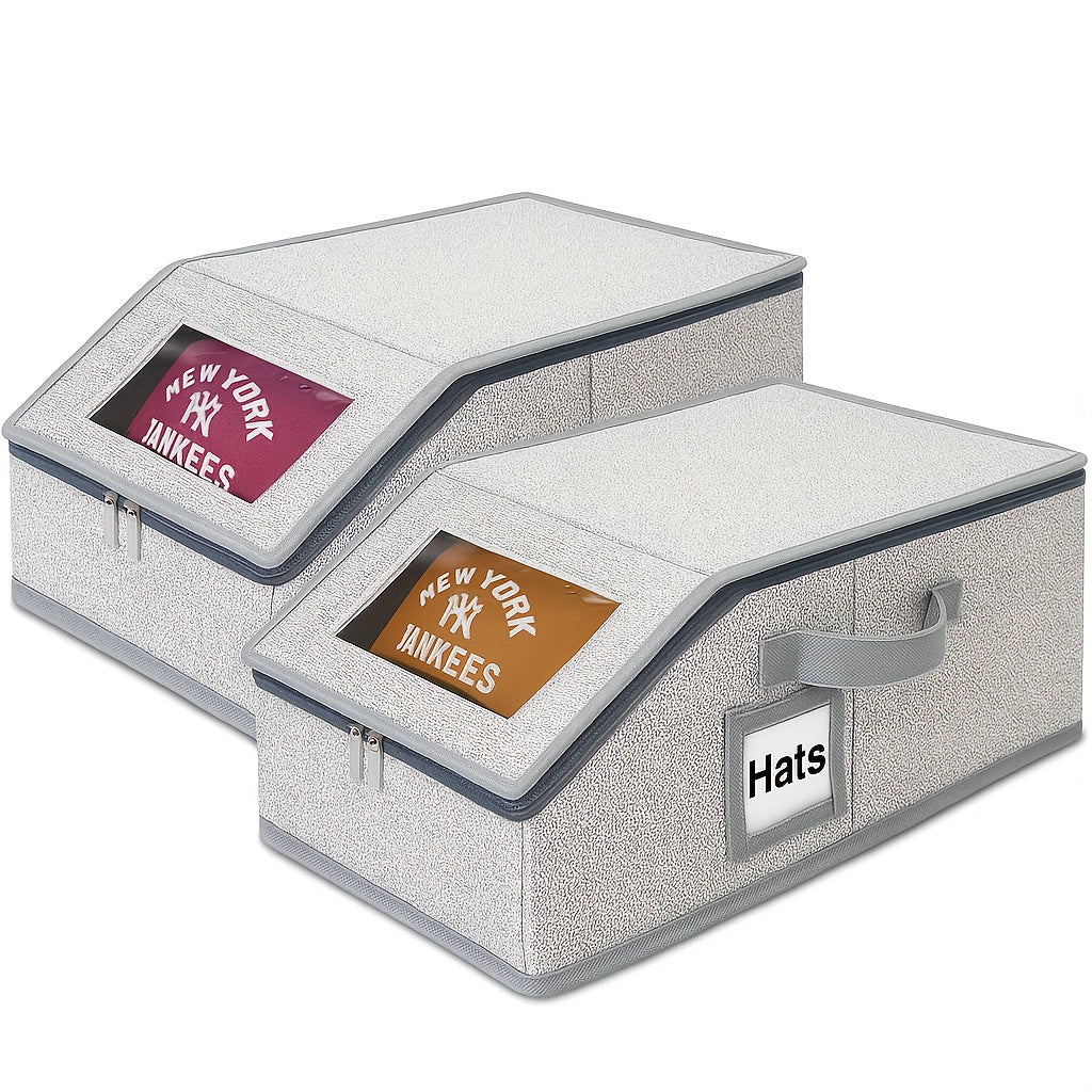 Stackable Hat Storage For Baseball Caps, 1pc/ 2pcs Hat Storage Boxes For Closet, Holds Up To 30 Caps With Cardboard, Hat Organizer For Women & Men