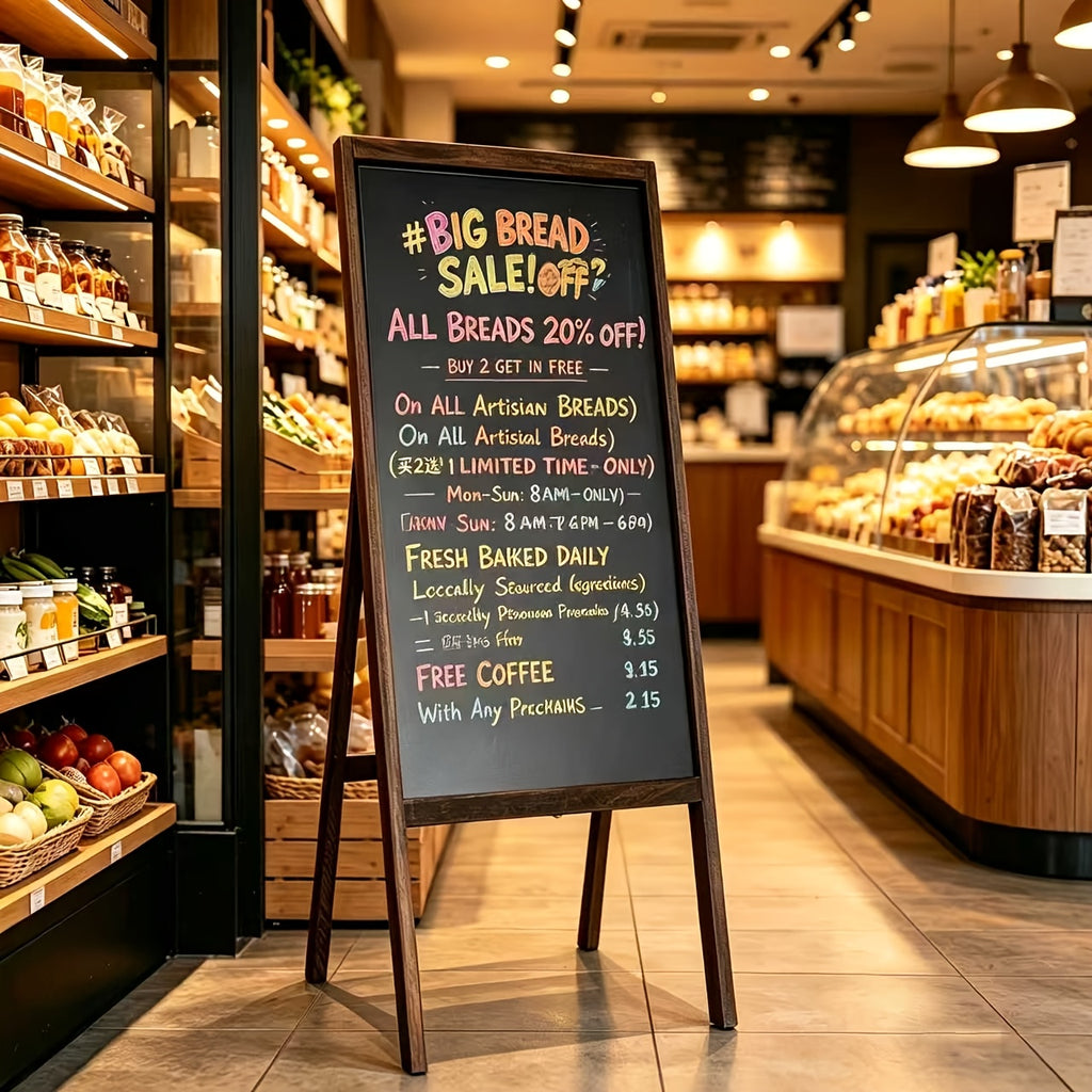 Chalkboard, A-Frame Sidewalk Chalkboard Sign, Rustic Menu Display for Restaurant