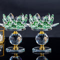 Lotus Crystal Candle Holders Set of 2 with Faceted Petals and Pedestal Bases in Green, Pink, Purple or Blue for Holiday Table and Shelf Decor