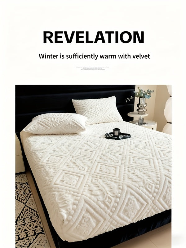 European Embossed Super Soft Bed Sheet/Blanket - Four Seasons Universal Warm Mattress Protector, Soft Machine Washable Bedding, Deep Pocket Design, Suitable for Twin, Queen, King, Full Sizes. Pillowcases Available With/Without
