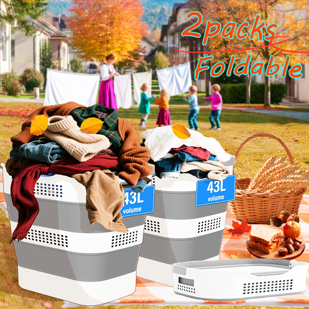 Collapsible Laundry Basket, 43L (11.5 Gallon) Foldable Laundry Basket Plastic with Handles, Pop Up Storage Container/Organizer/Hamper for Laundry, Space Saving And Durable